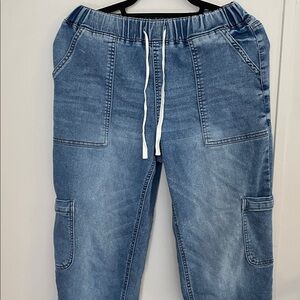 Vanilla Star Light Blue Wide Leg Jeans with Drawstring